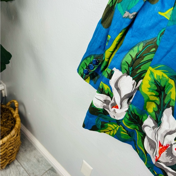 Ellen Tracy Lina Allard Linen Tropical Floral Blue Blazer Skirt Set - Picture 9 of 15